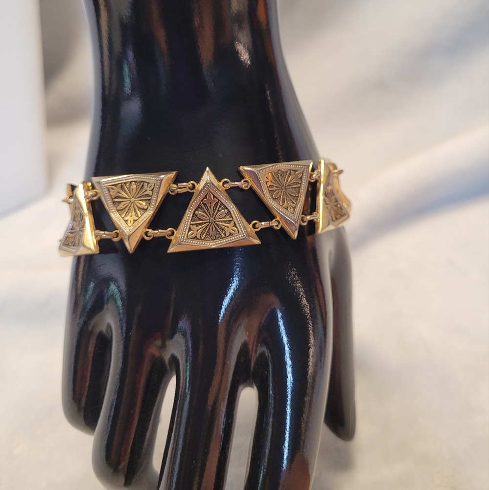 Elegant Gold Toned Triangle Bracelet
